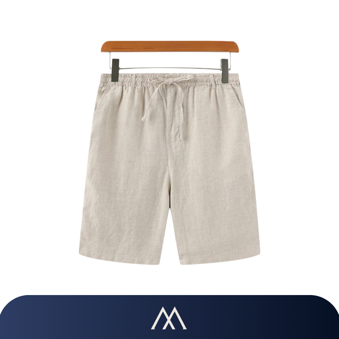 shorts masculino amalvi ravello linho algodão bege