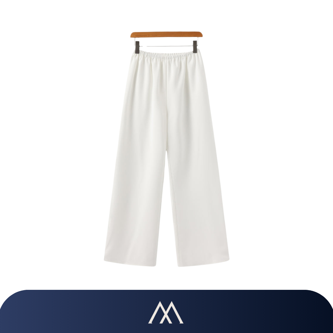 calça feminina amalvi firenze tecido fluido bege
