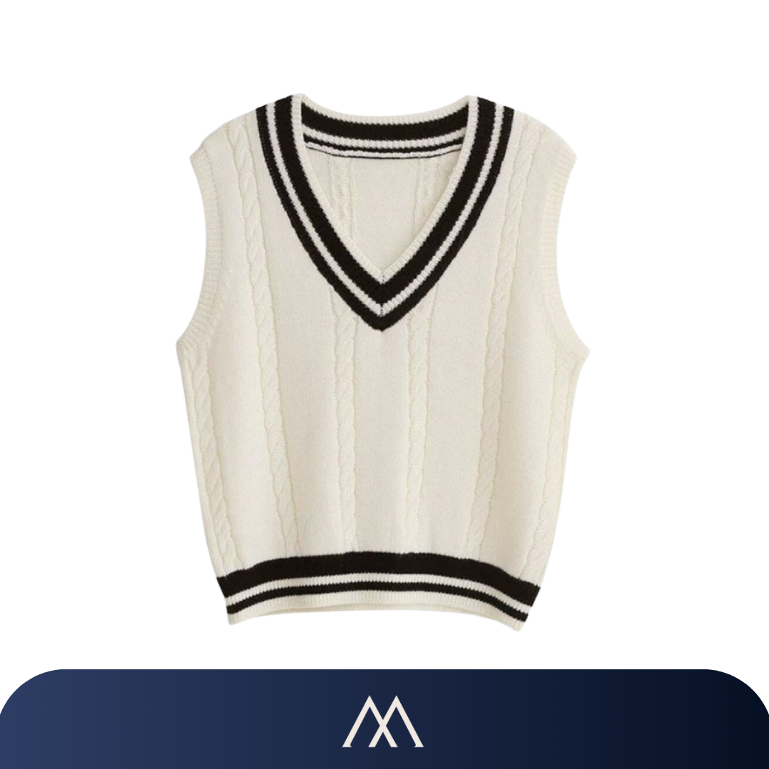 colete feminino amalvi oxford tricot bege decote v