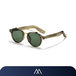 óculos de sol Amalvi Portofino redondo ponte dupla verde UV400