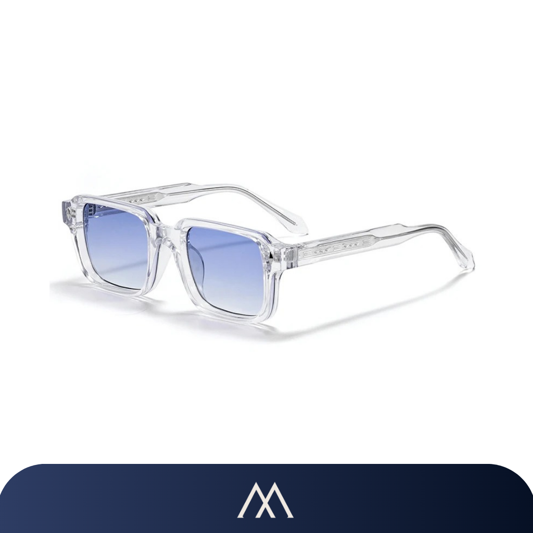 óculos de sol Amalvi Marseille quadrado transparente lente azul UV400