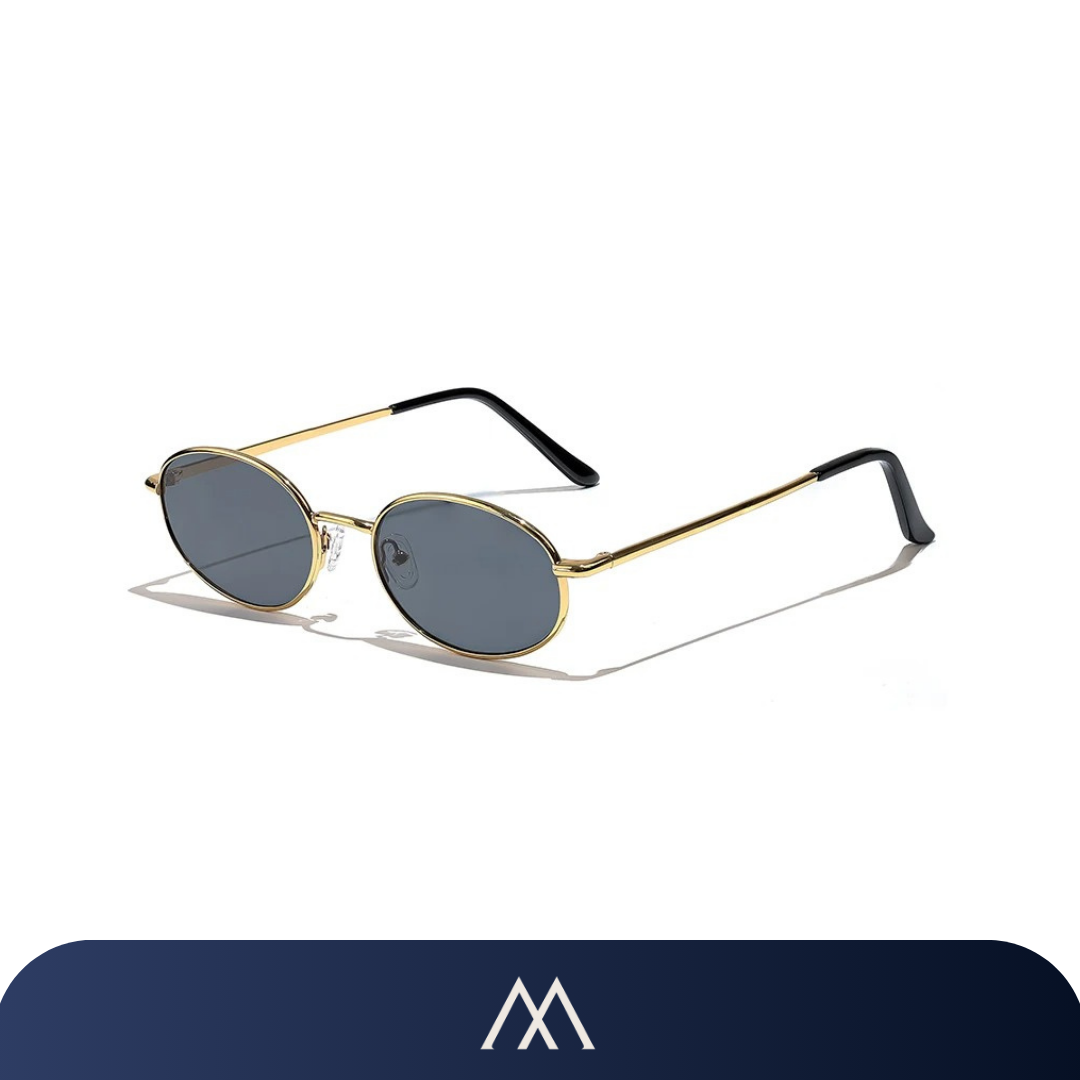 óculos de sol feminino Amalvi Verona oval dourado lente escura UV400