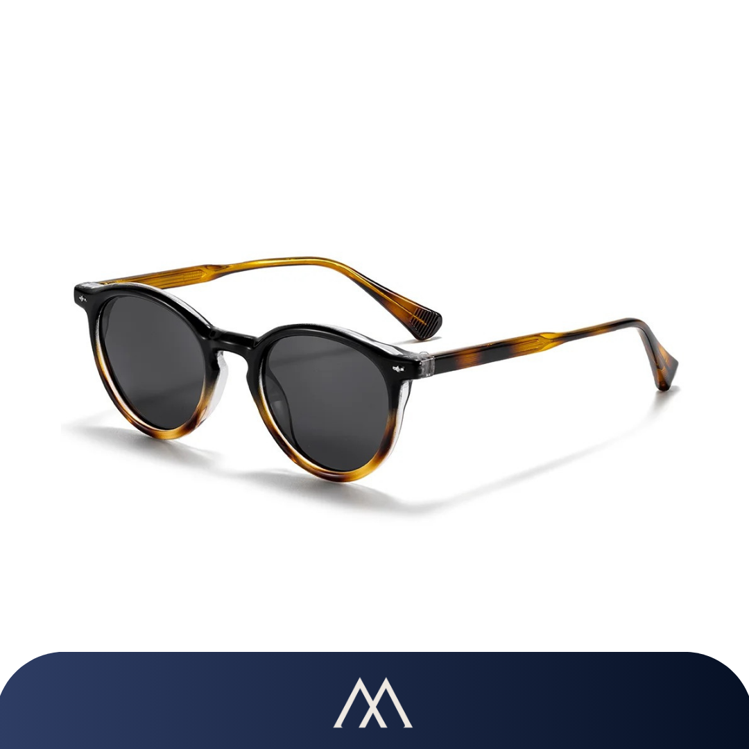 óculos de sol Amalvi Capria redondo preto polarizado UV400