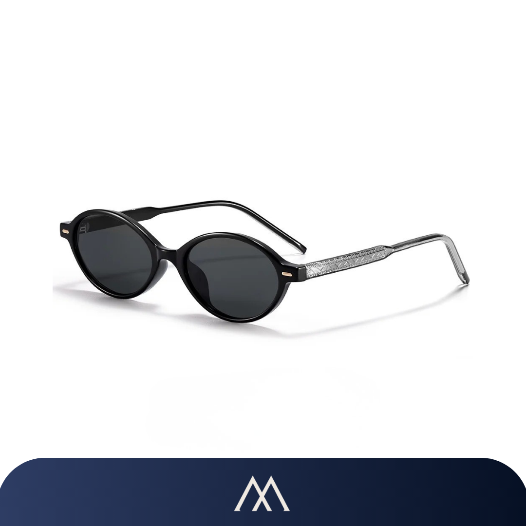 óculos de sol Amalvi Santorini oval preto UV400 unissex