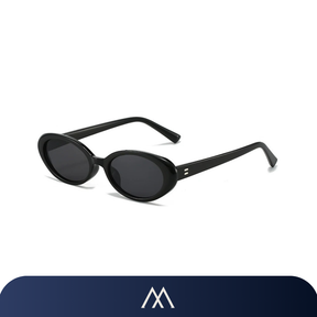 óculos de sol feminino Amalvi Salerno oval slim preto UV400