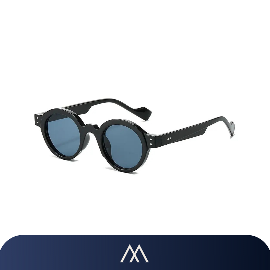 óculos de sol masculino Amalvi Venturo redondo preto UV400