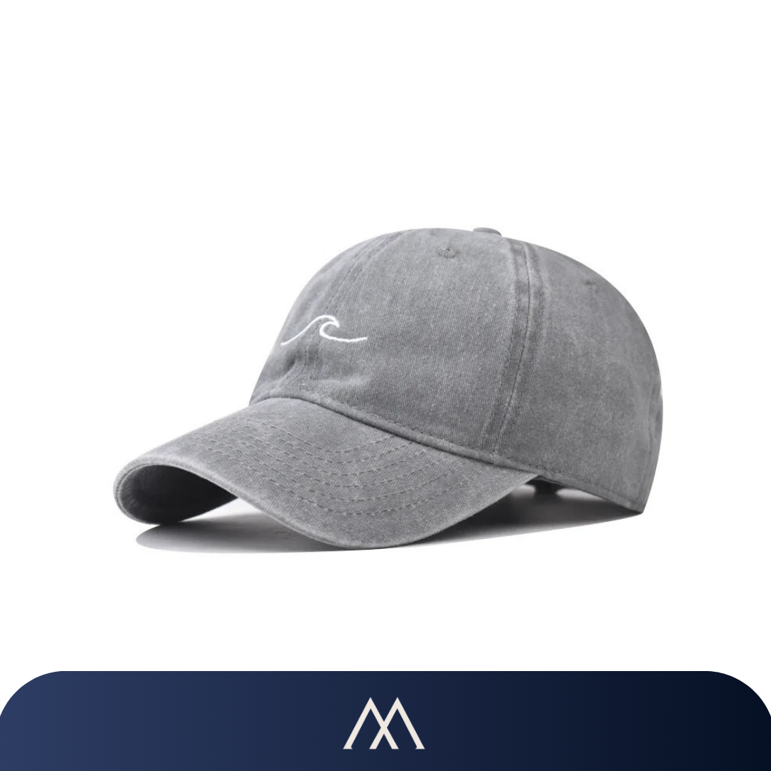 boné Amalvi Mareno cinza vintage bordado onda ajustável