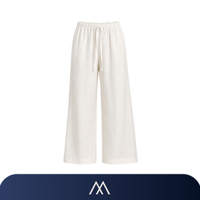 calça feminina de linho branca cintura alta cordão