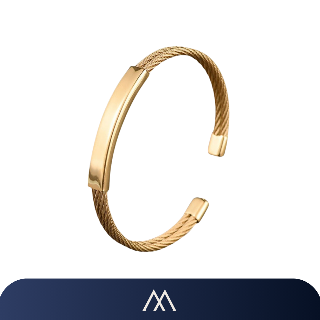 Pulseira Amalvi estilo cuff com design trançado e detalhe central polido