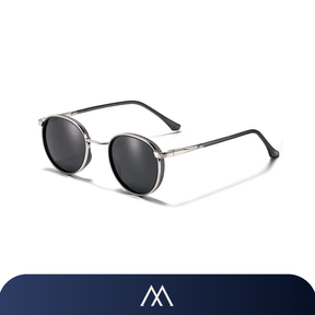 óculos de sol Amalvi Amalfi redondo preto polarizado UV400