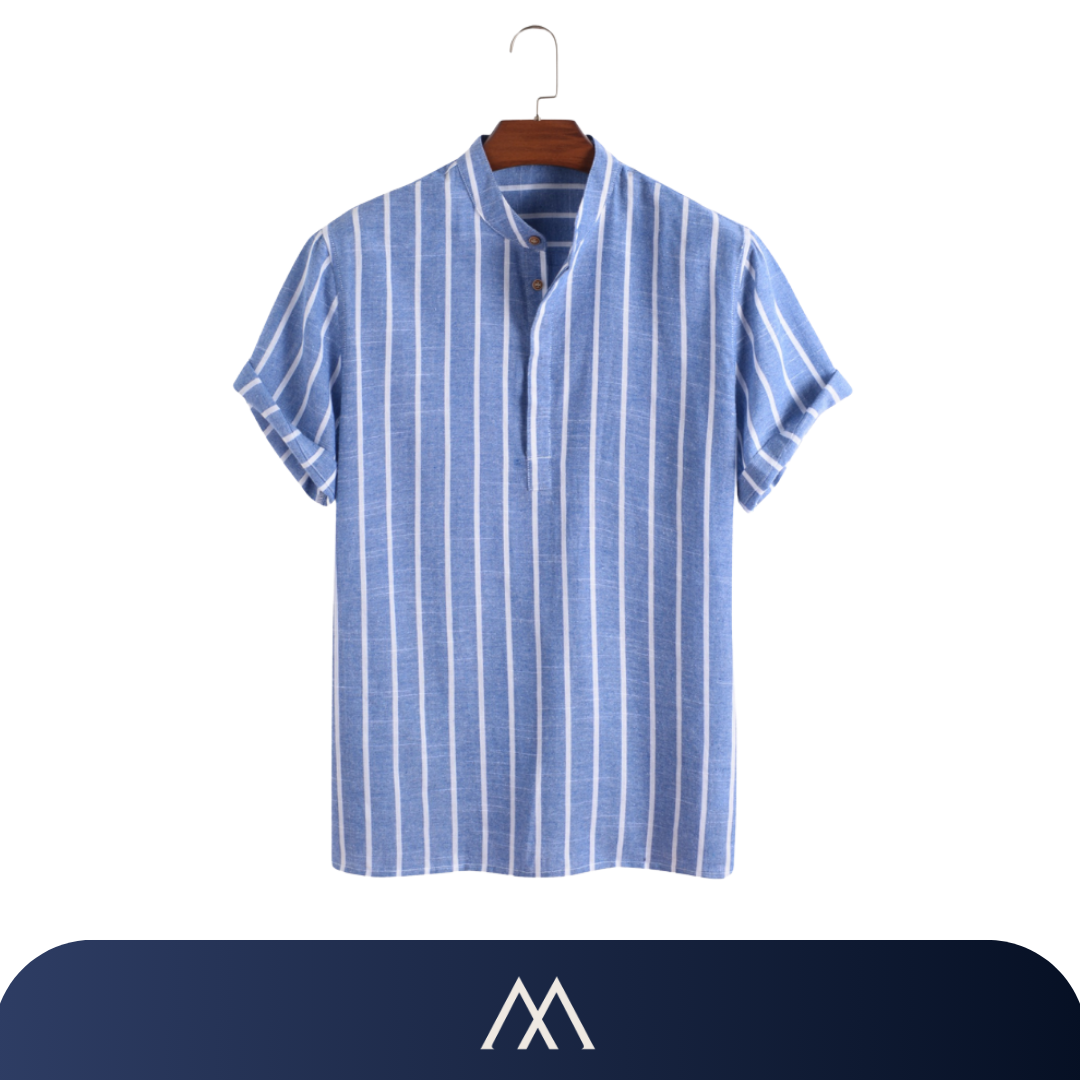 camisa masculina listrada leve estilo europeu casual sofisticado
