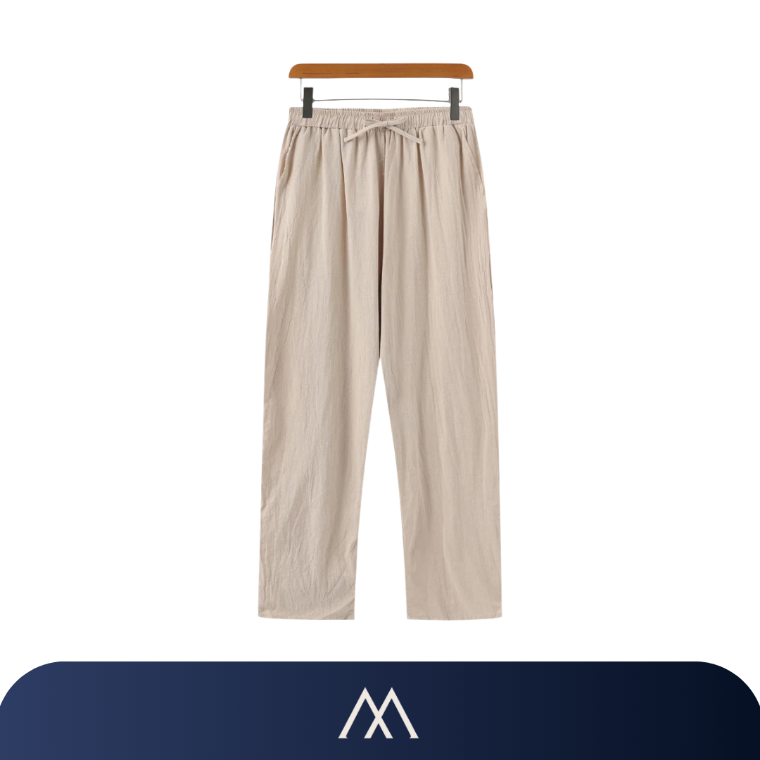 calça masculina amalvi palermo linho algodão bege

