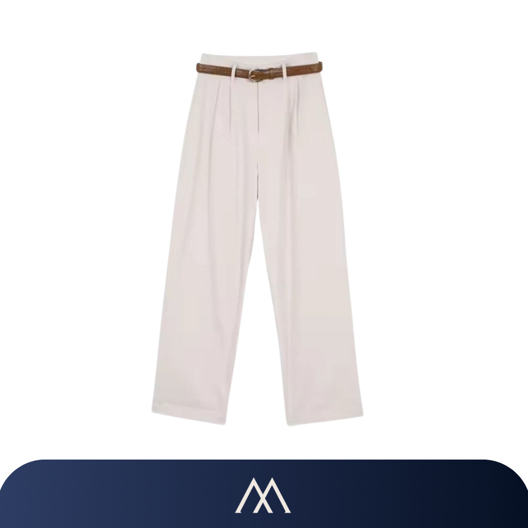 calça feminina amalvi torino branca com cinto
