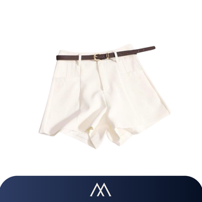 shorts feminino amalvi como branco com cinto
