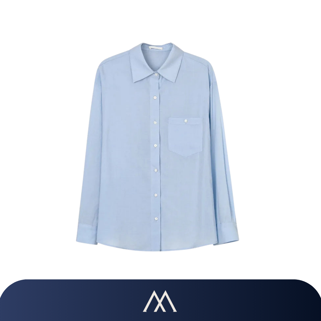 camisa feminina amalvi firenze linho azul clara
