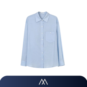 camisa feminina amalvi firenze linho azul clara
