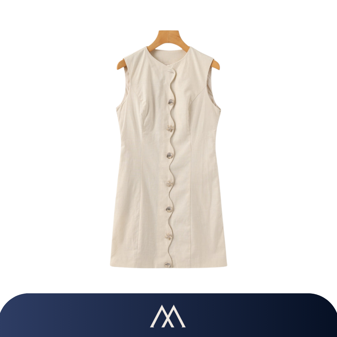 vestido feminino amalvi positano linho bege sem mangas
