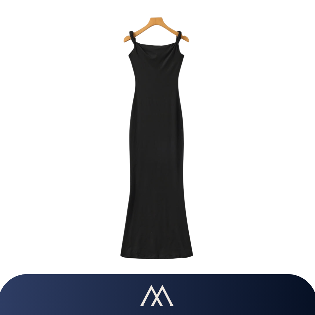 vestido preto longo um ombro só feminino elegante
