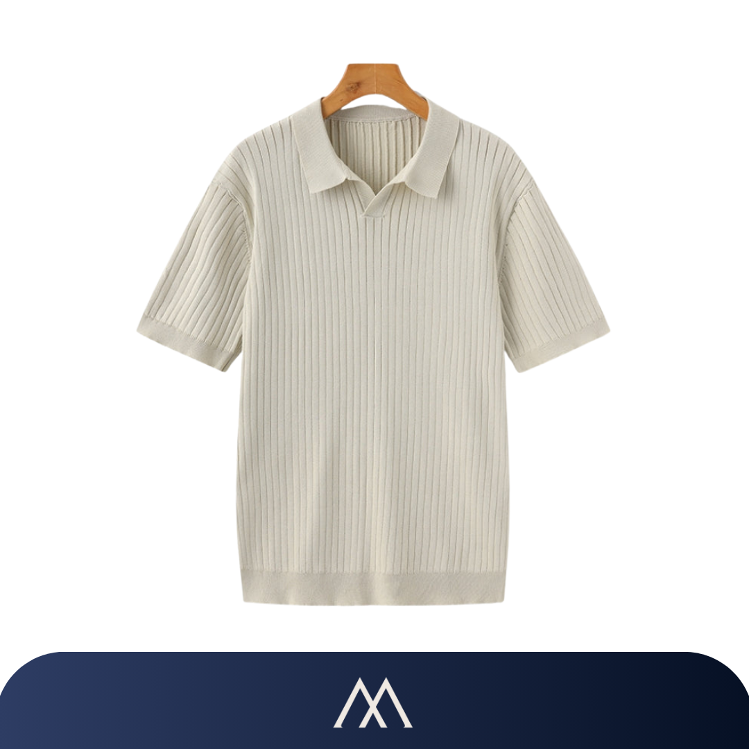 camisa polo masculina Amalvi Siena tricot bege verão elegante