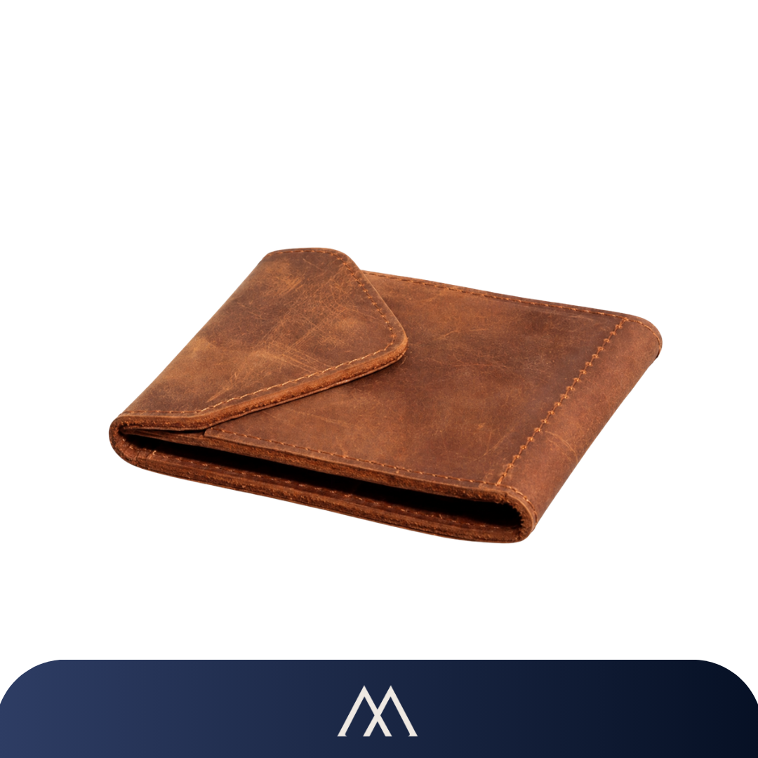Carteira masculina slim Amalvi com design minimalista e aba de fechamento elegante