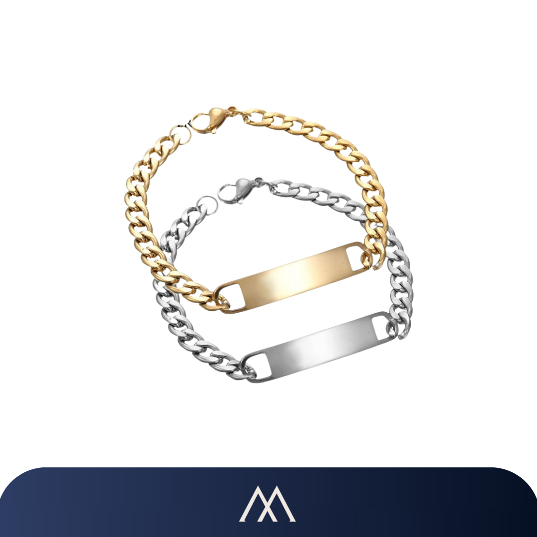 Pulseira Amalvi estilo corrente com detalhe central minimalista e design robusto