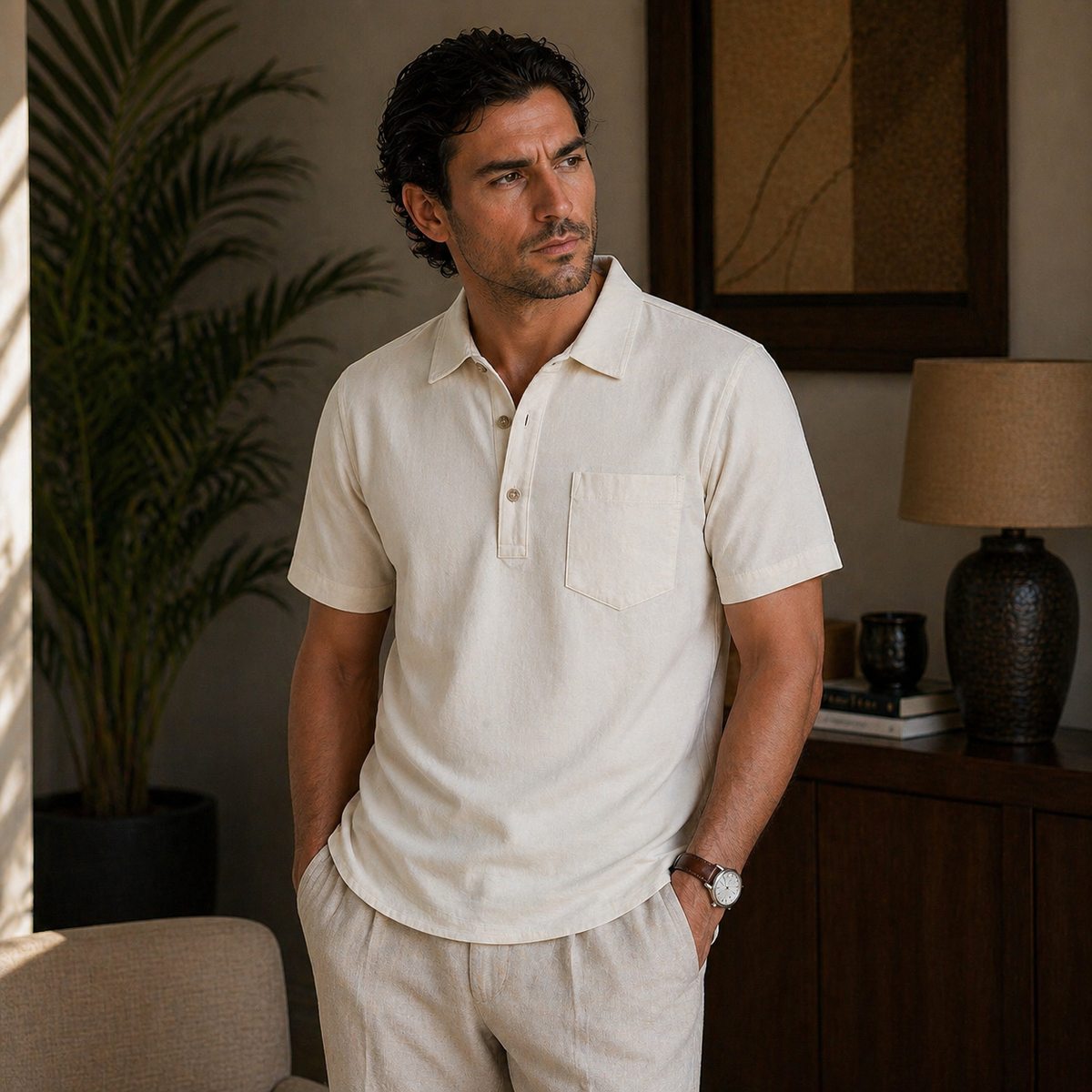 Camisa Masculina Amalvi Positano Linho