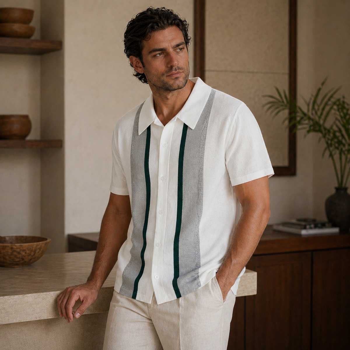 Camisa Polo Masculina Amalvi Capri em Tricot
