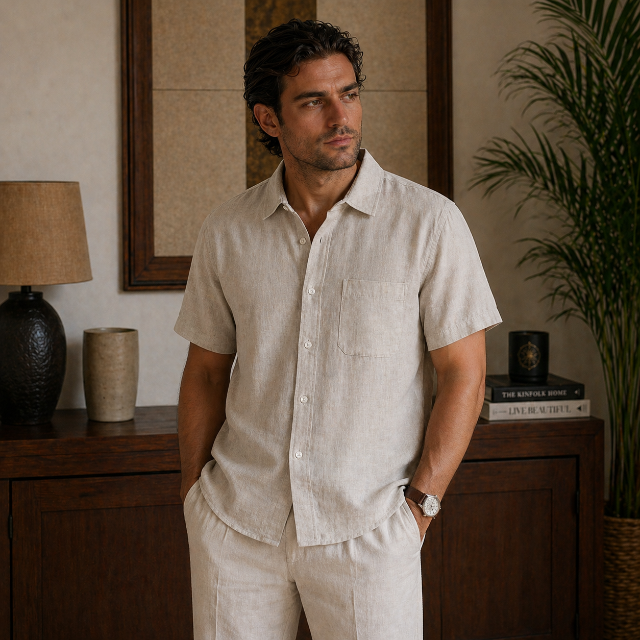 Camisa Masculina Amalvi Firenze em Linho