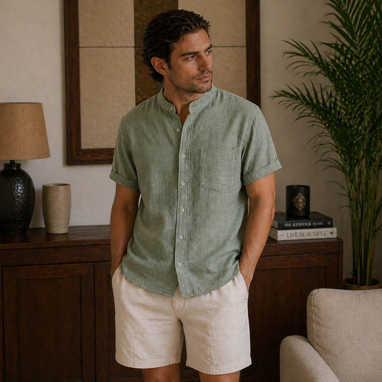 Camisa Masculina Amalvi Salerno Linho