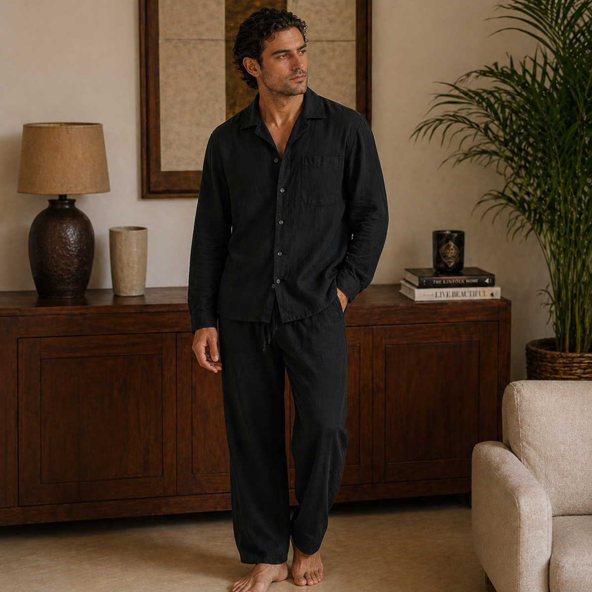 Conjunto Masculino Amalvi Brescia Monocromático em Linho