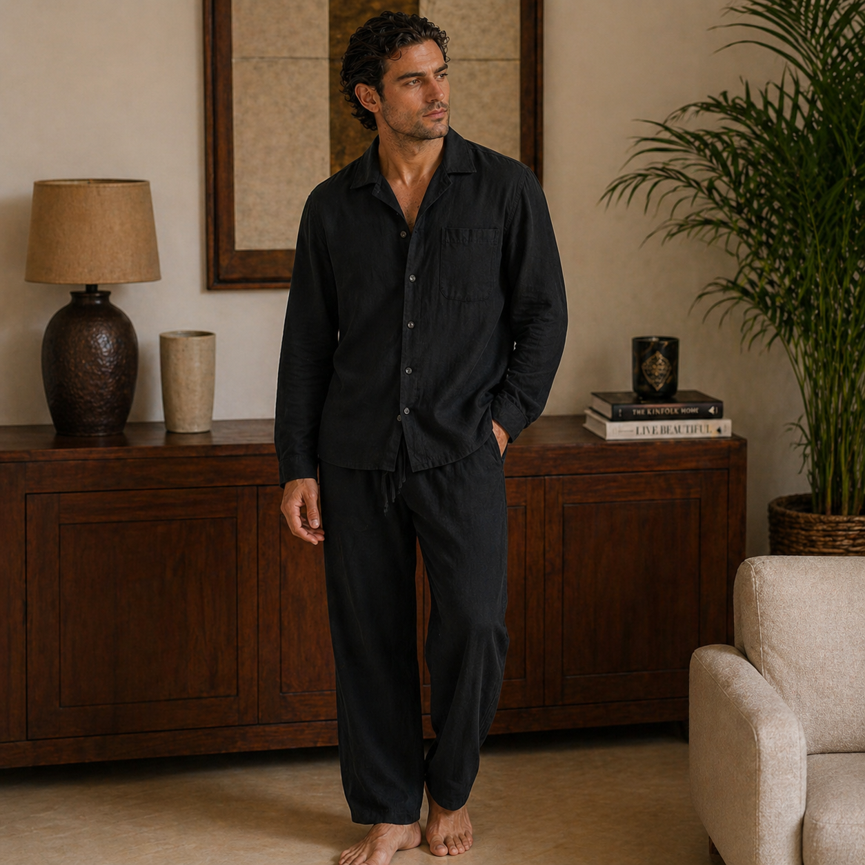 Conjunto Masculino Amalvi Brescia Monocromático em Linho